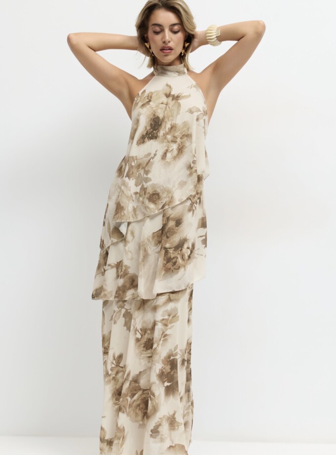 Vestido Halter Gasa Estampado