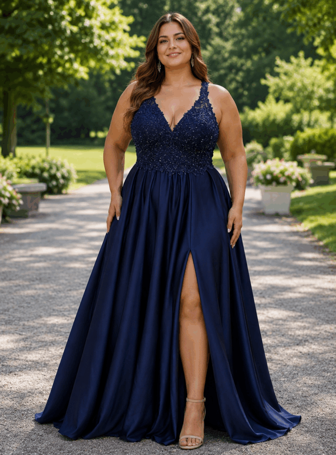 Vestido Seda Encaje Curvy