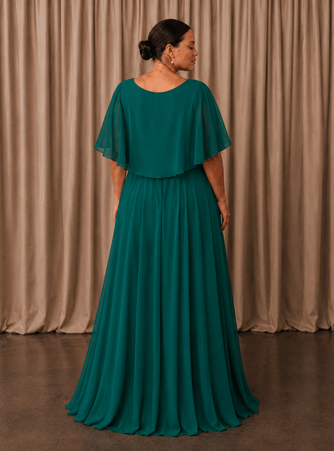 Vestido Mangas Aplique Lateral Curvy