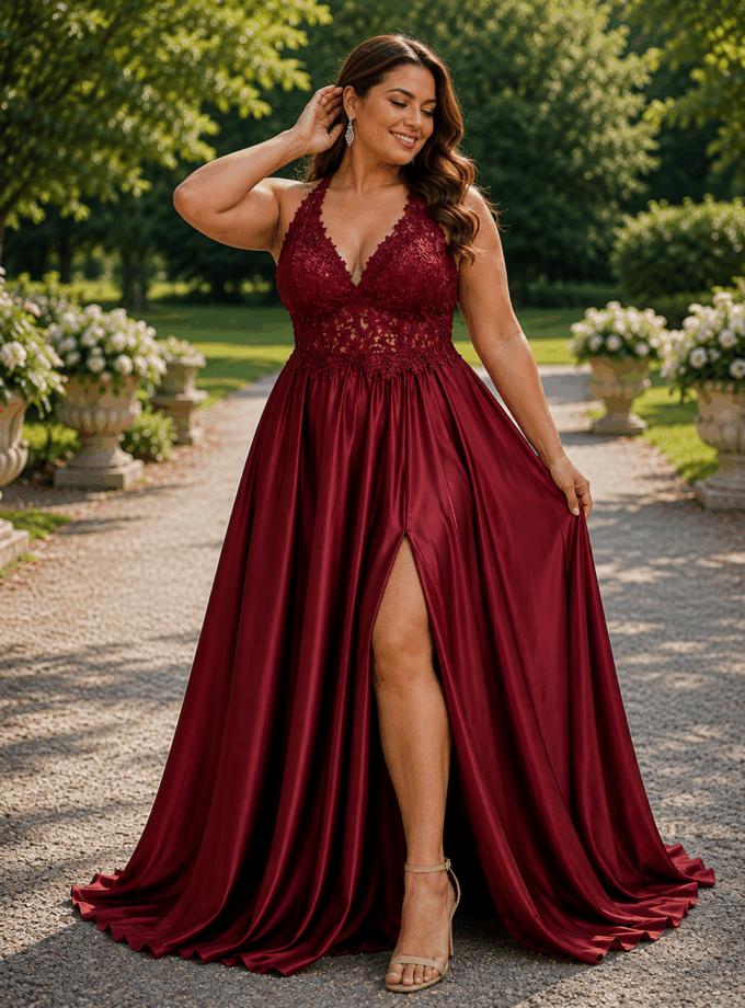 Vestido Seda Encaje Curvy