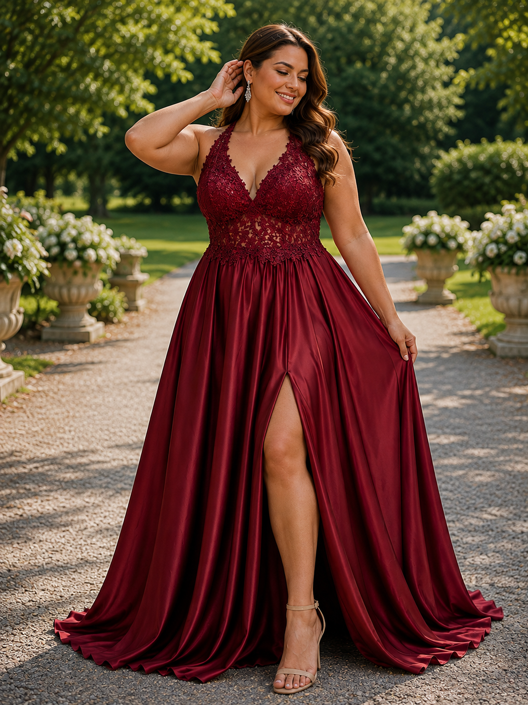 Vestido Seda Encaje Curvy
