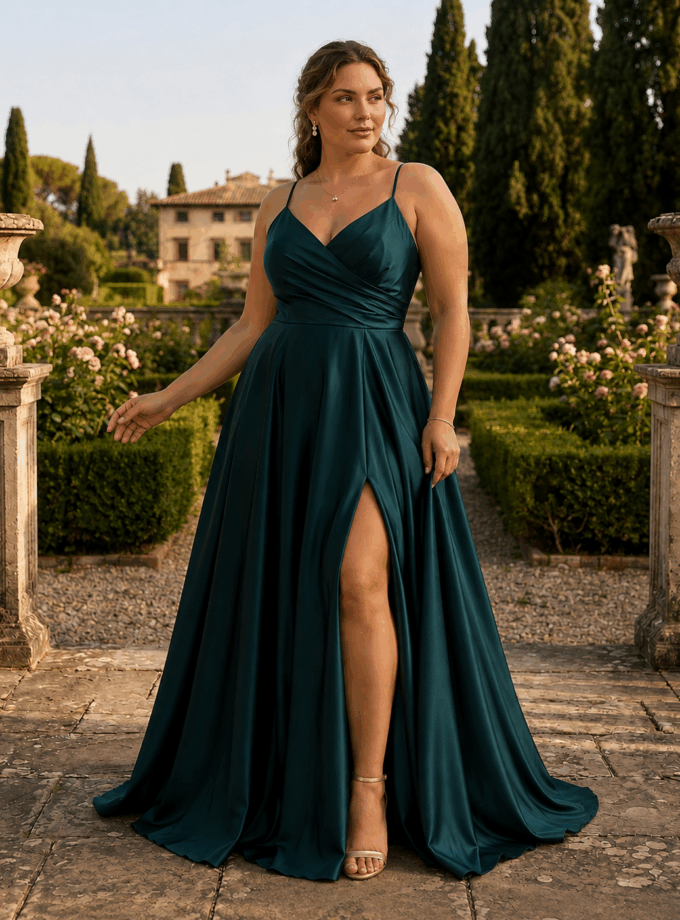 Vestido Seda Espalda Cruzada Curvy