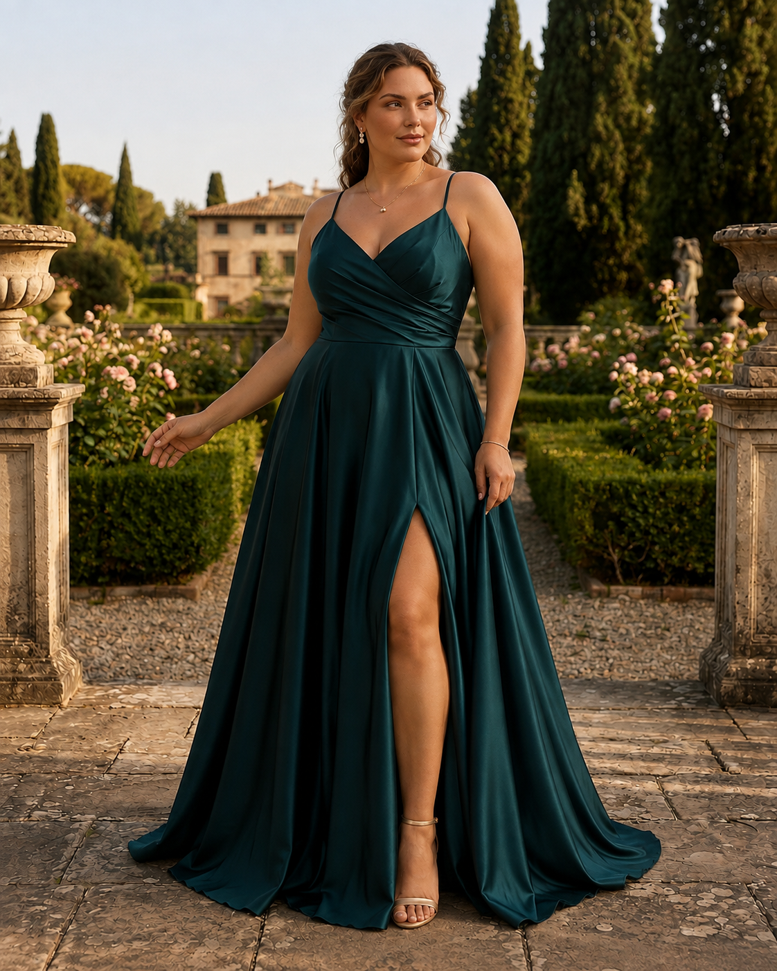 Vestido Seda Espalda Cruzada Curvy - Imagen 6