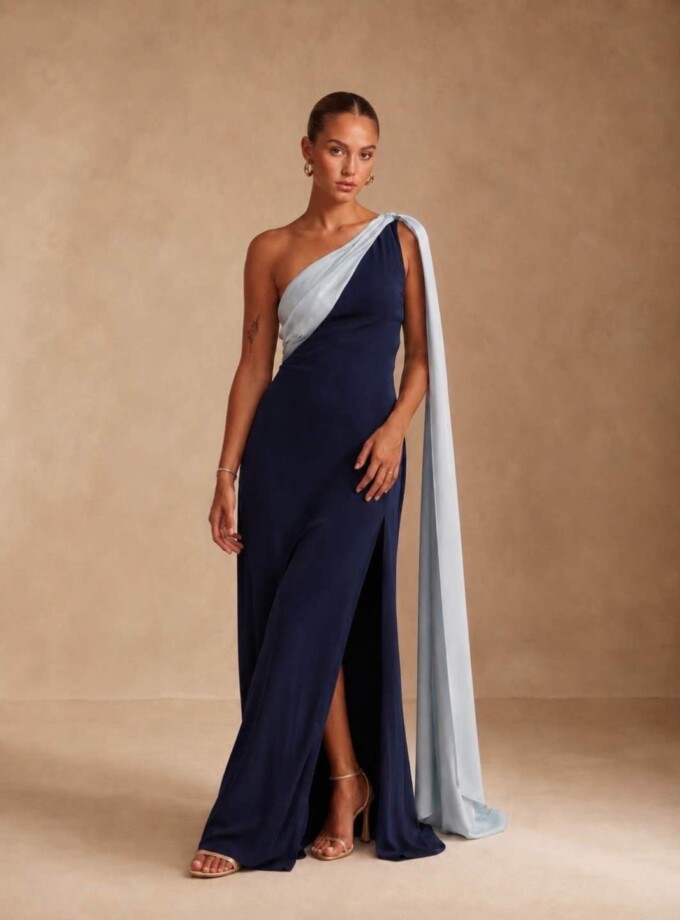 Vestido Bicolor Asimétrico Ala