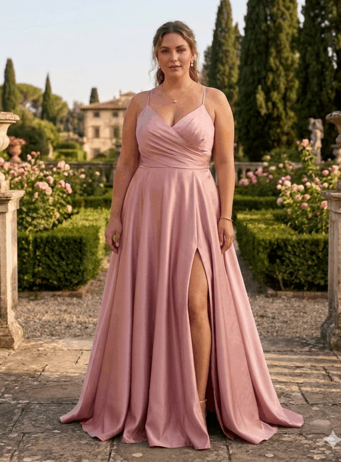Vestido Seda Espalda Cruzada Curvy