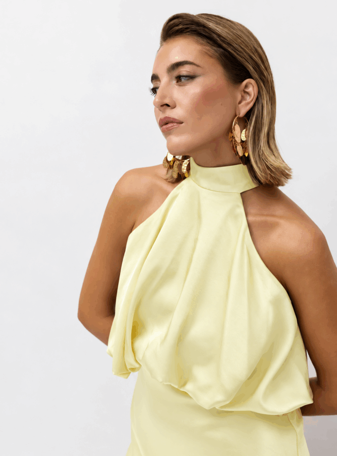 Vestido Halter Seda Globo