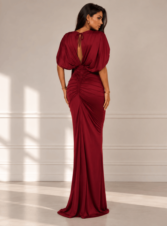 Vestido Seda Lazada Frontal Hombros