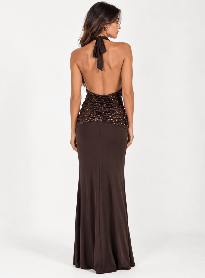 Vestido Cintura Lentejuelas Escote