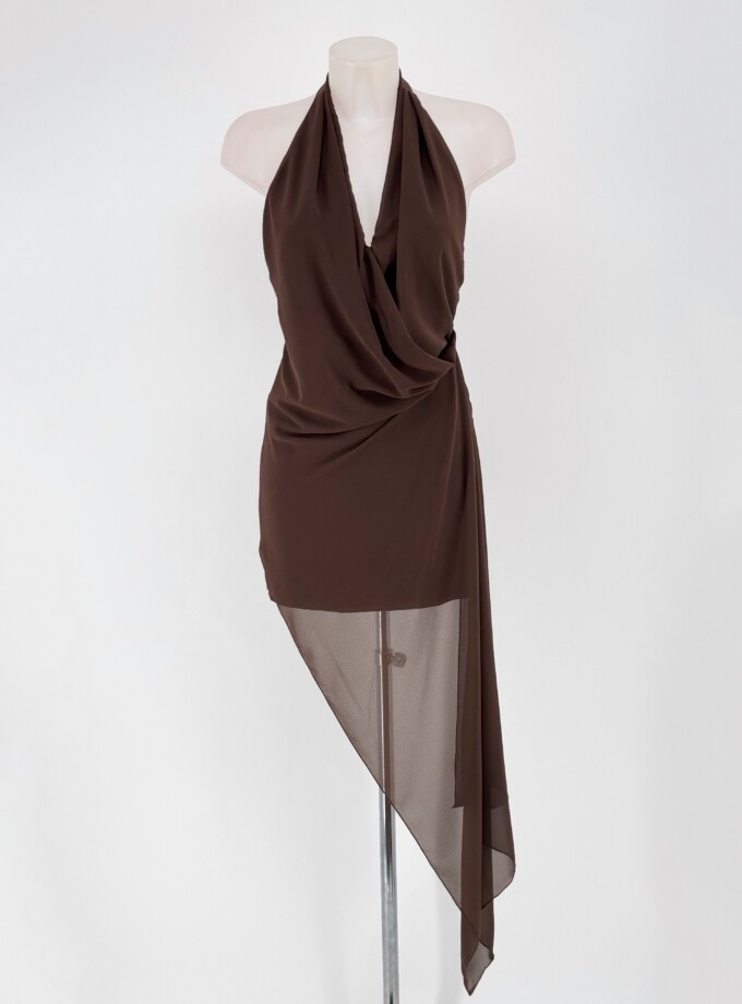 Vestido Corto Asimétrico Gasa