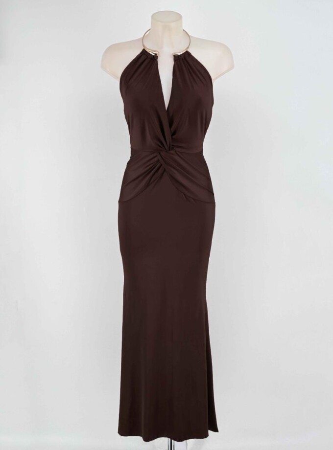Vestido Seda Nudo Collar