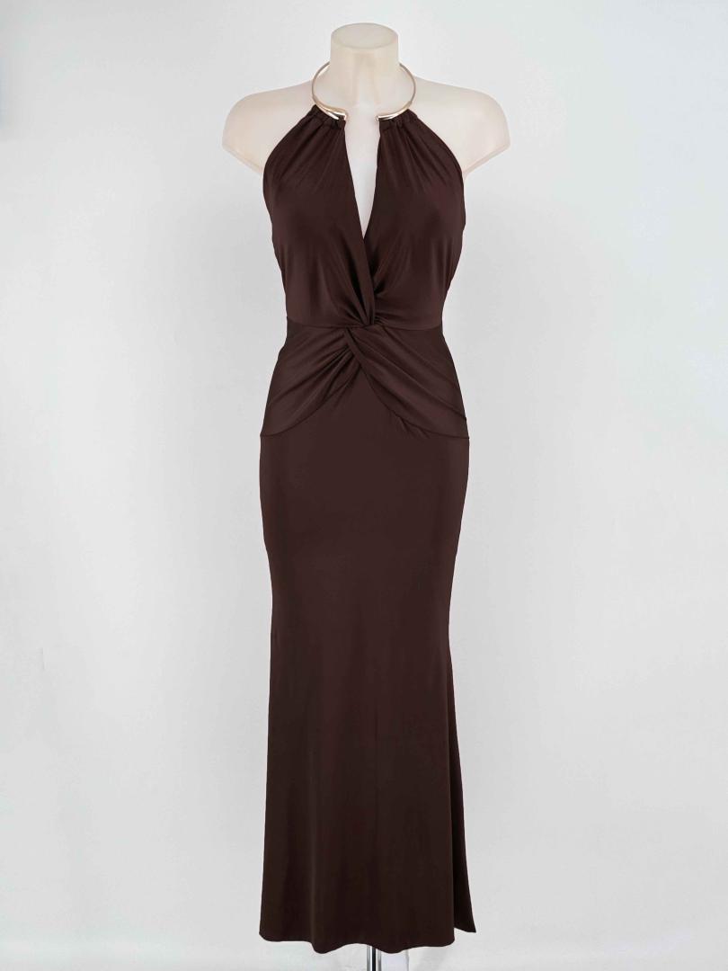 Vestido Seda Nudo Collar - Imagen 6
