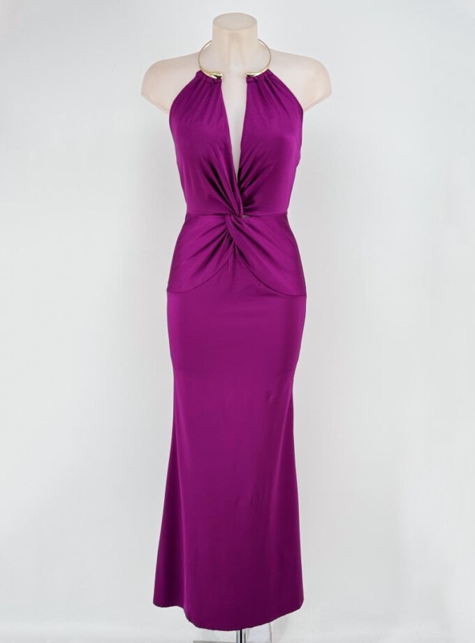 Vestido Seda Nudo Collar