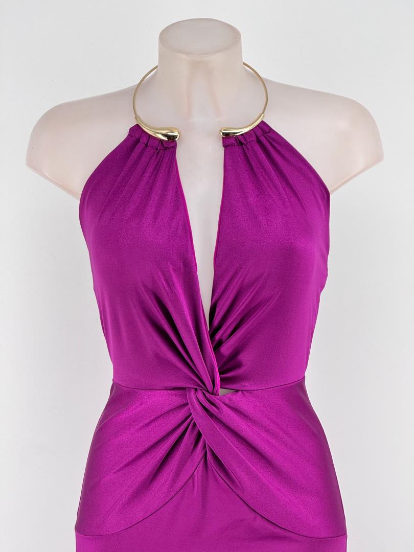 Vestido Seda Nudo Collar - Imagen 4