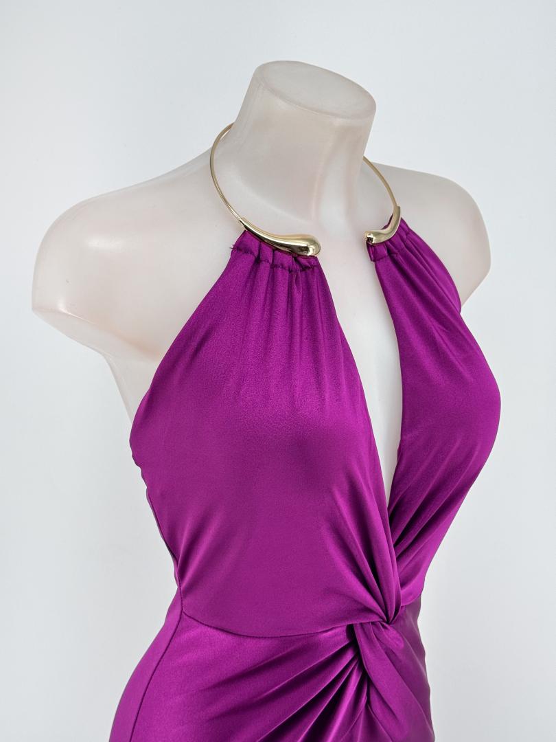 Vestido Seda Nudo Collar - Imagen 3