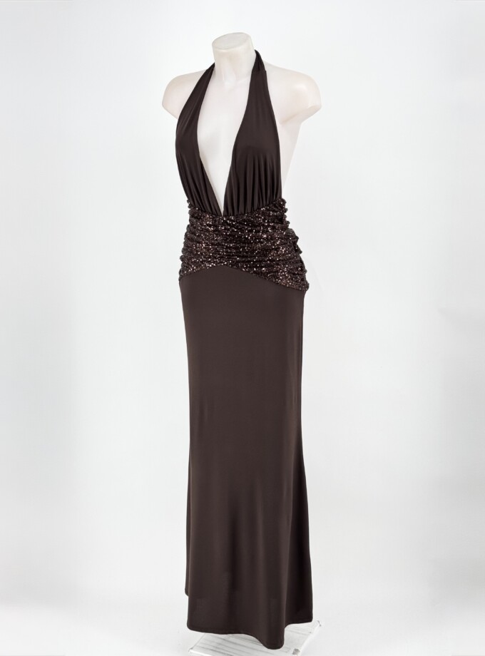 Vestido Cintura Lentejuelas Escote