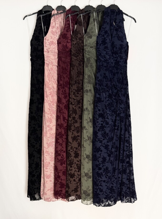 Vestido Estampado Terciopelo Nudo