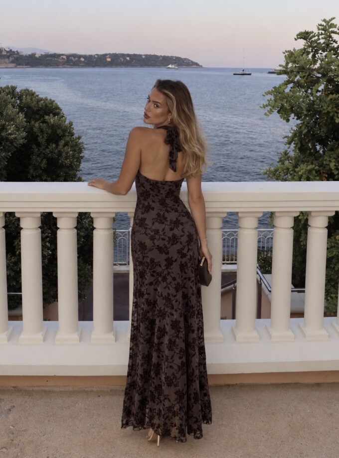 Vestido Estampado Terciopelo Nudo