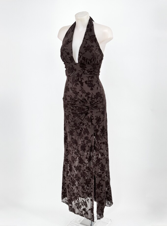 Vestido Estampado Terciopelo Nudo