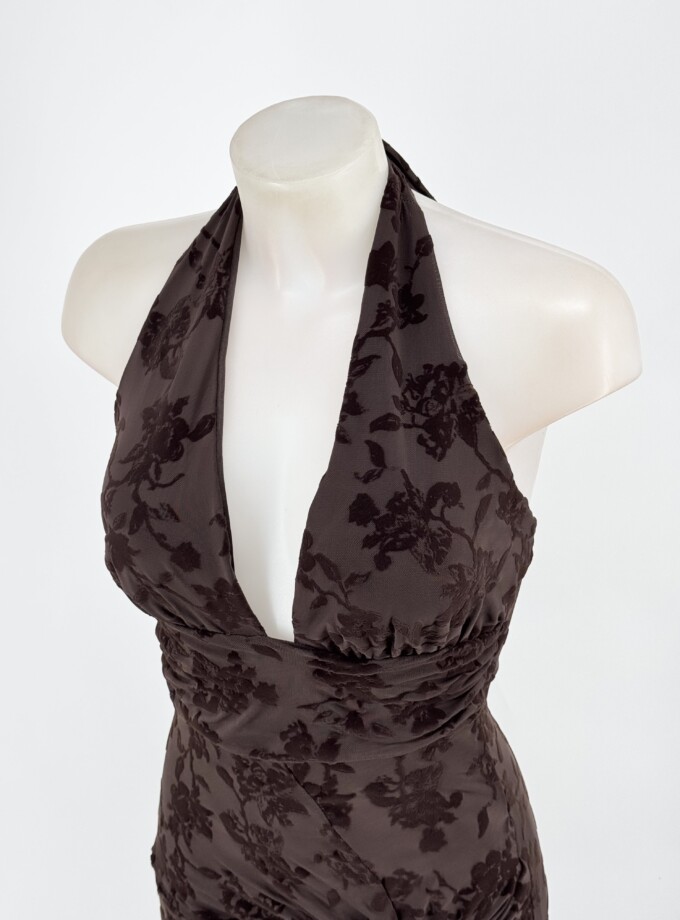Vestido Estampado Terciopelo Nudo