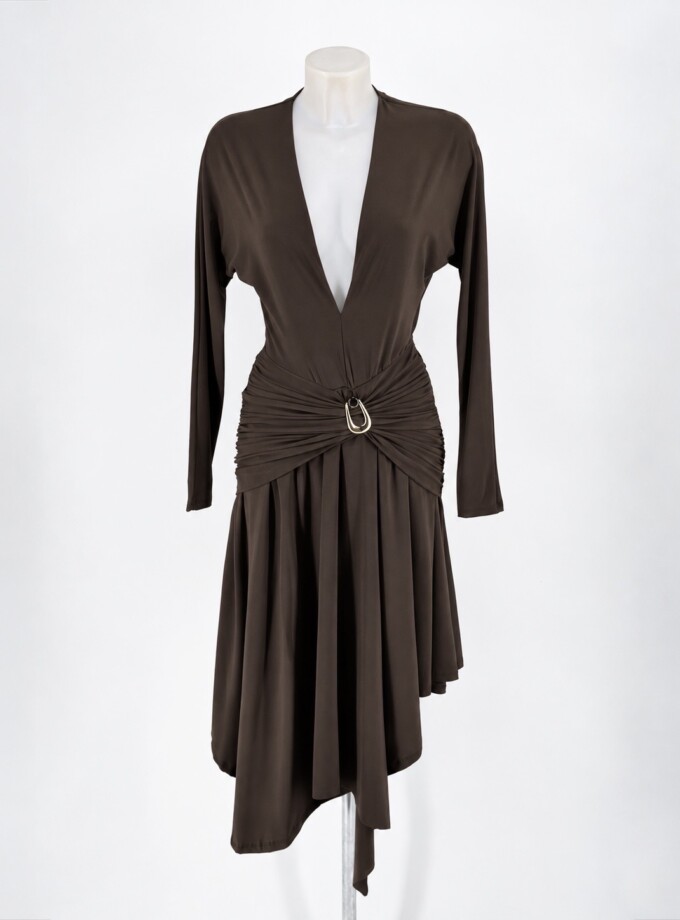 Vestido Mangas Vuelo Aplique Central