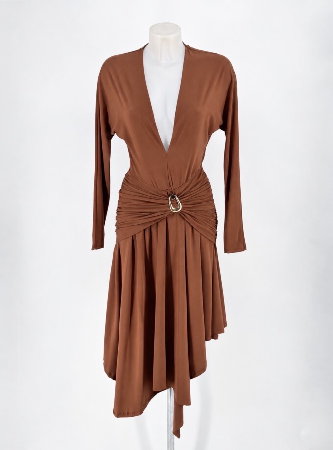 Vestido Mangas Vuelo Aplique Central