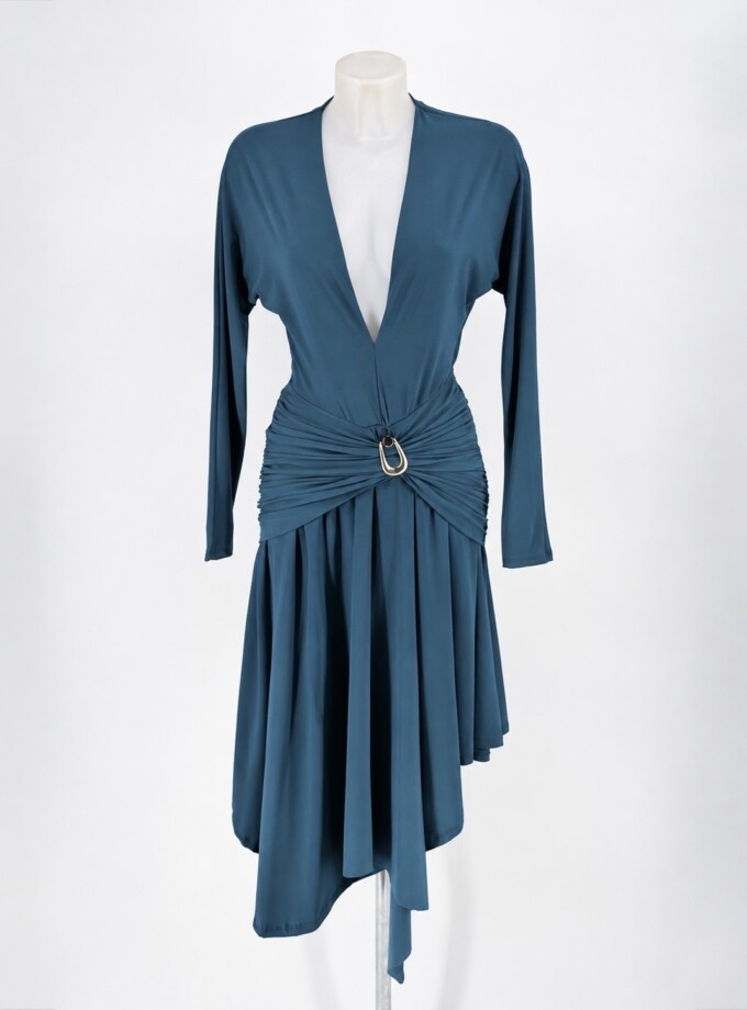 Vestido Mangas Vuelo Aplique Central