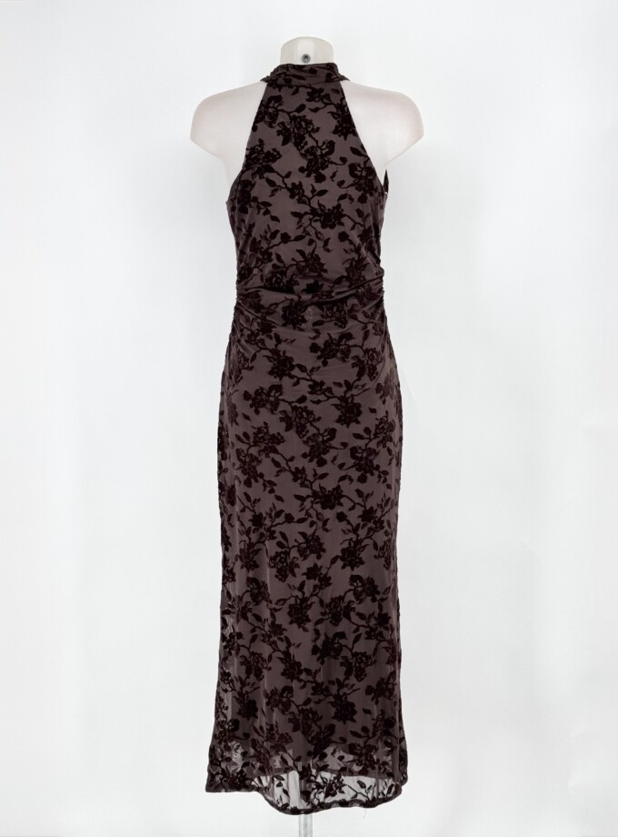 Vestido Estampado Terciopelo Halter