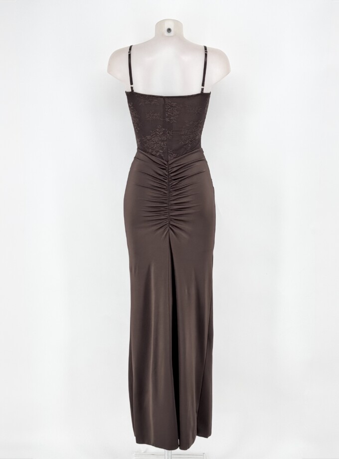 Vestido Corsé Encaje Seda Nudo