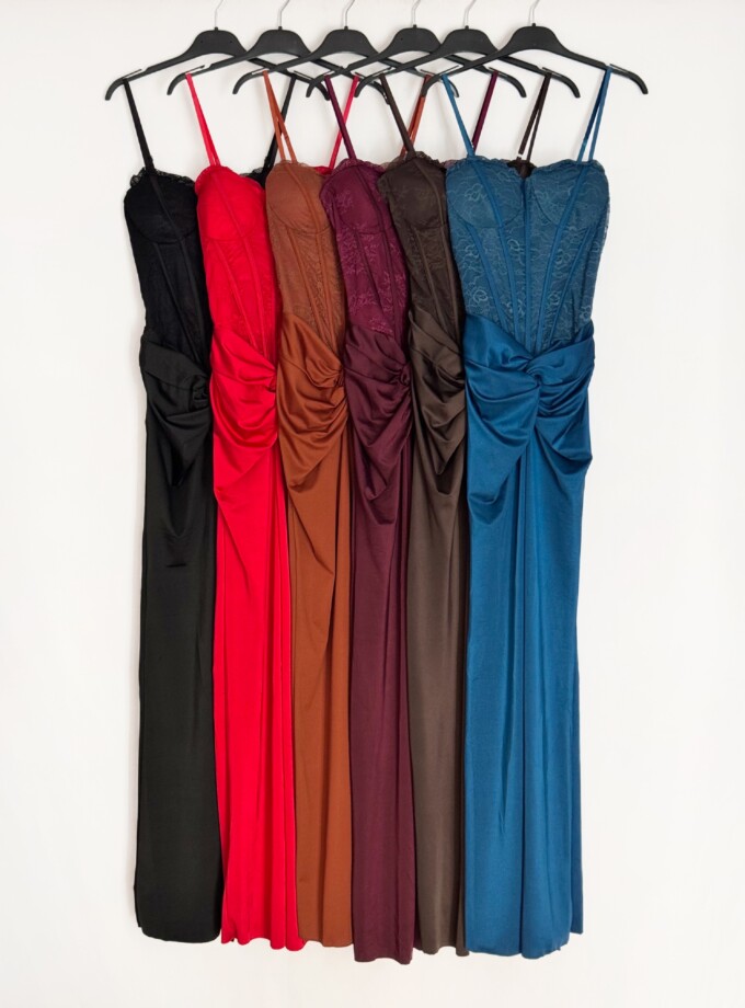 Vestido Corsé Encaje Seda Nudo