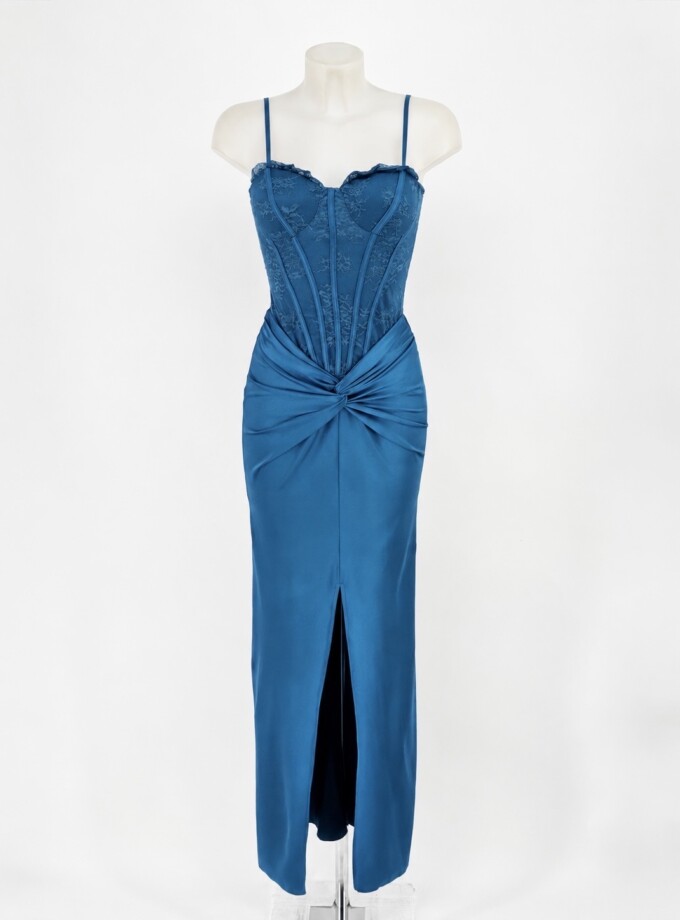 Vestido Corsé Encaje Seda Nudo