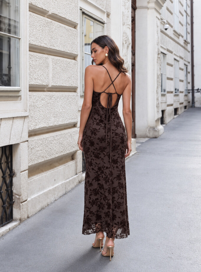Vestido Estampado Terciopelo Escote Cascada