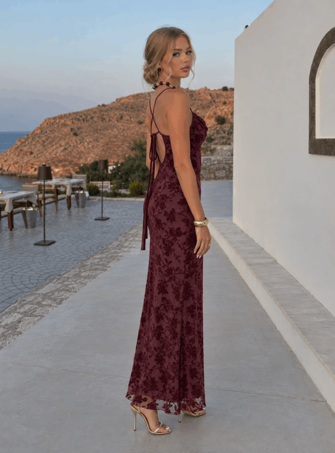 Vestido Estampado Terciopelo Escote Cascada