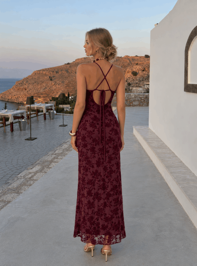 Vestido Estampado Terciopelo Escote Cascada
