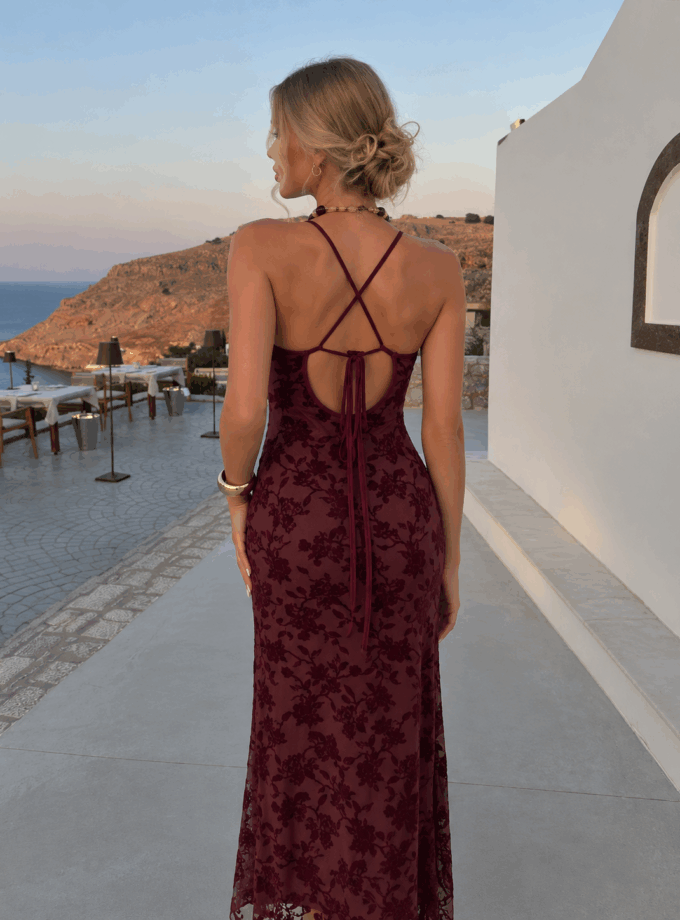 Vestido Estampado Terciopelo Escote Cascada