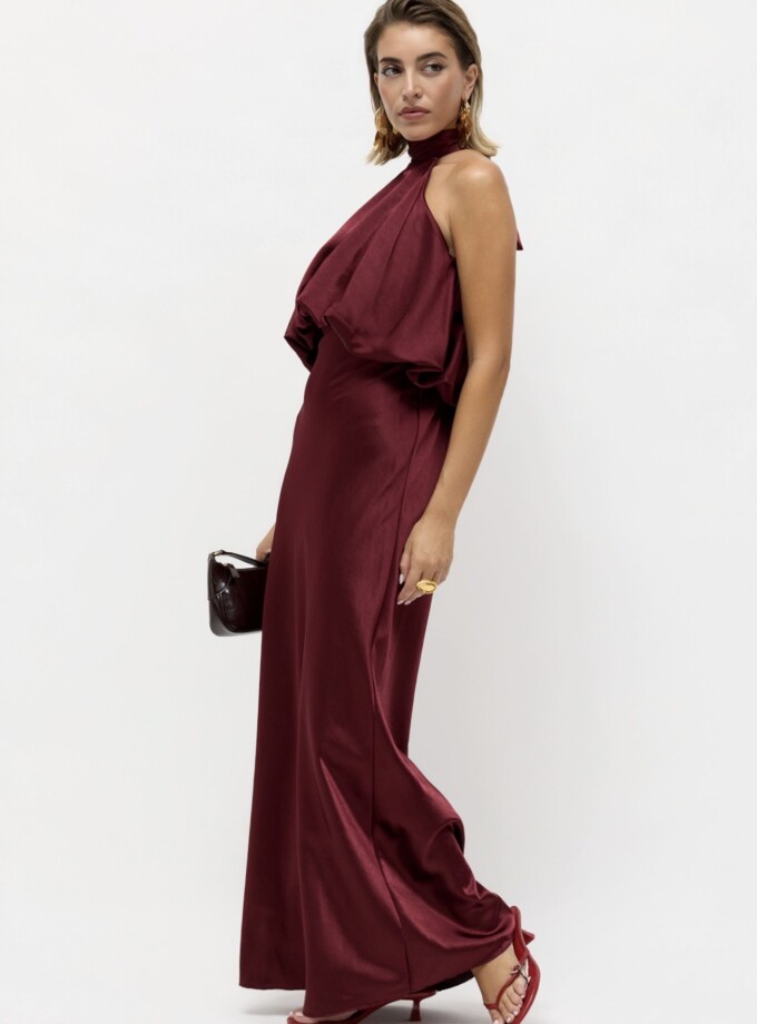 Vestido Halter Seda Globo