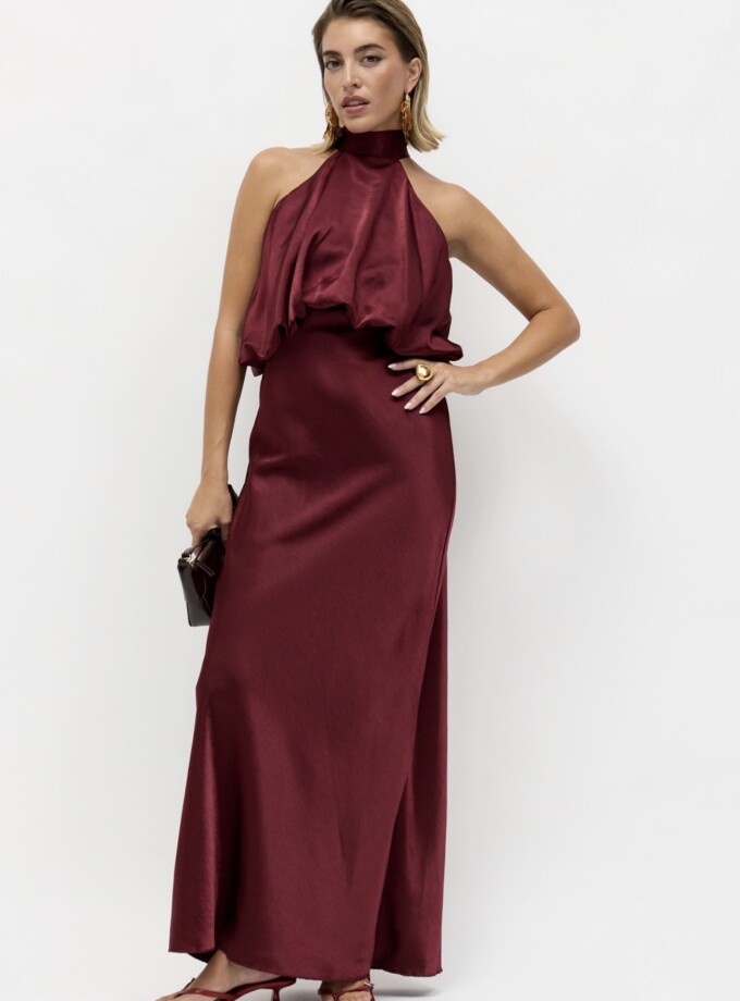 Vestido Halter Seda Globo