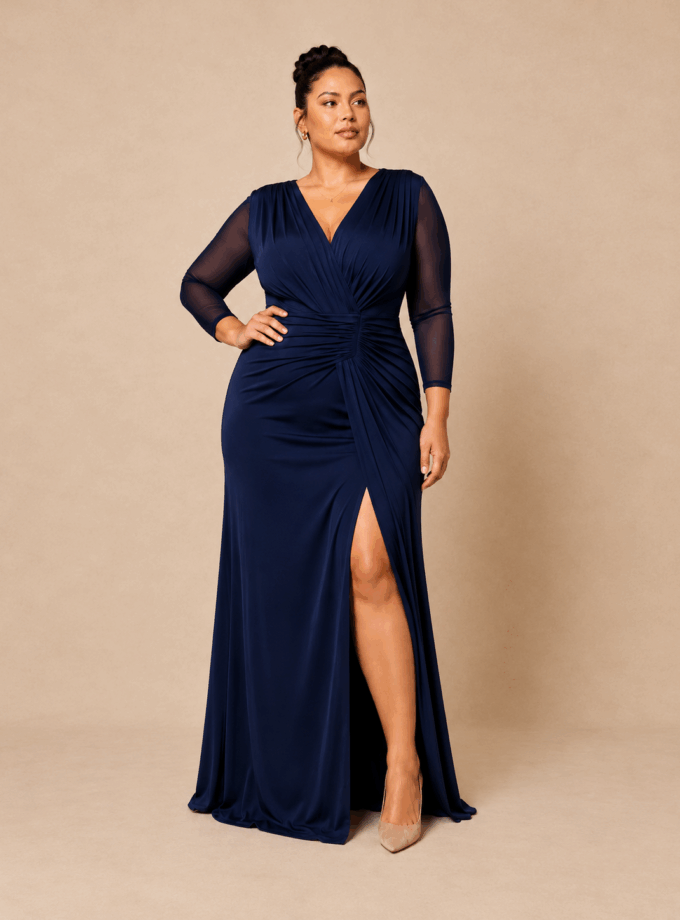 Vestido Nudo Mangas Transparentes Curvy