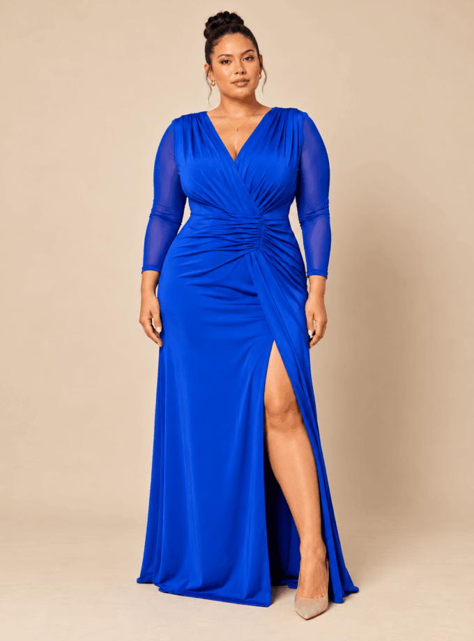 Vestido Nudo Mangas Transparentes Curvy