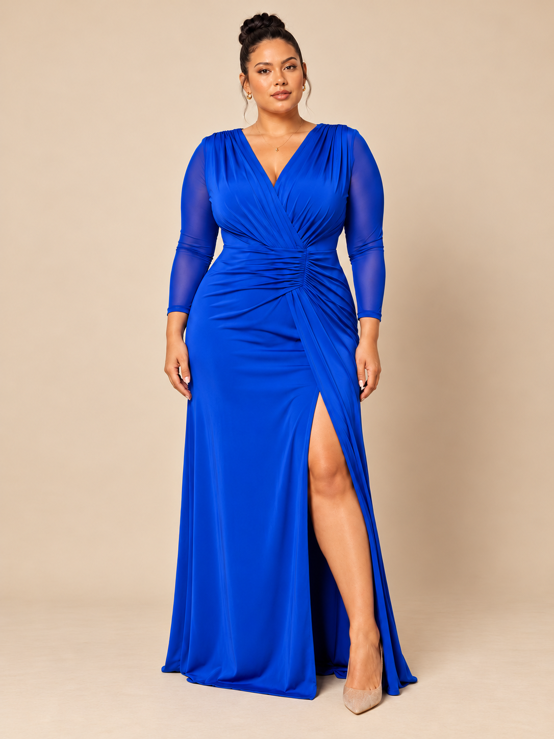 Vestido Nudo Mangas Transparentes Curvy - Imagen 3