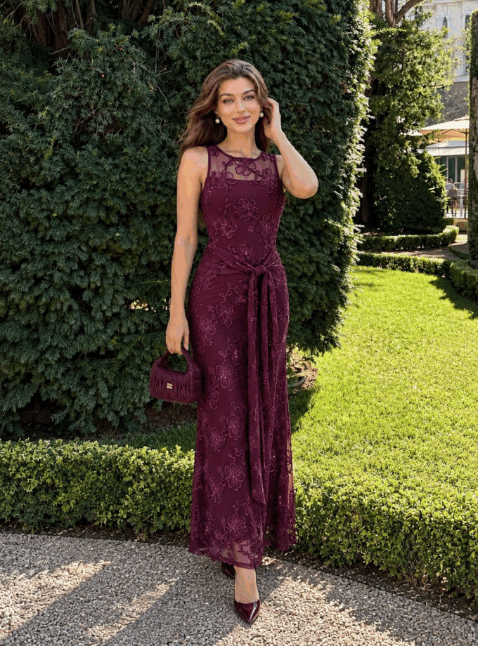 Vestido Tul Bordado Flores Lazada