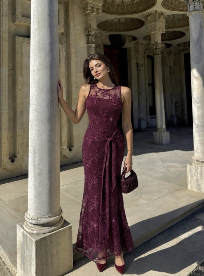 Vestido Tul Bordado Flores Lazada