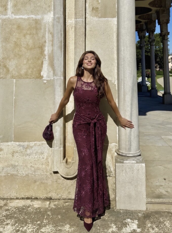 Vestido Tul Bordado Flores Lazada