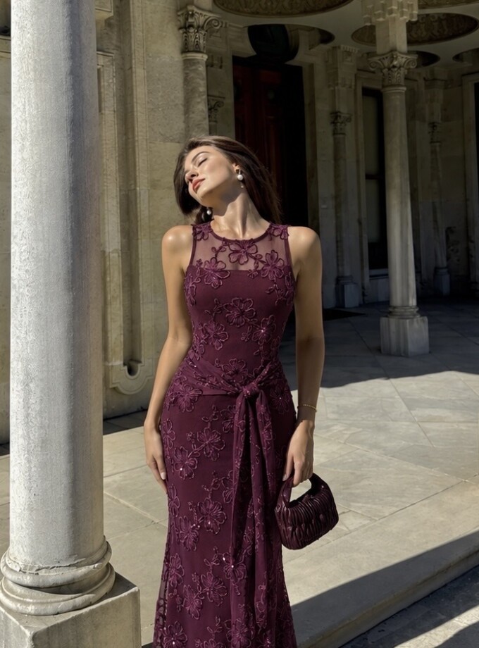Vestido Tul Bordado Flores Lazada