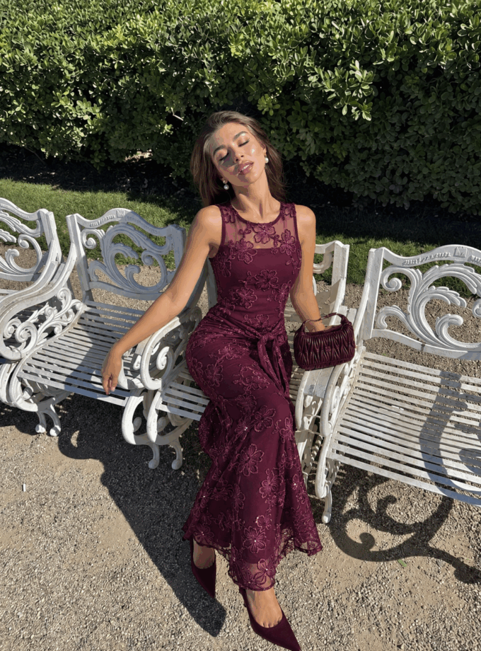 Vestido Tul Bordado Flores Lazada