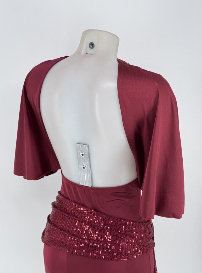 Vestido Espalda Abierta Cinturón Lentejuelas Corto